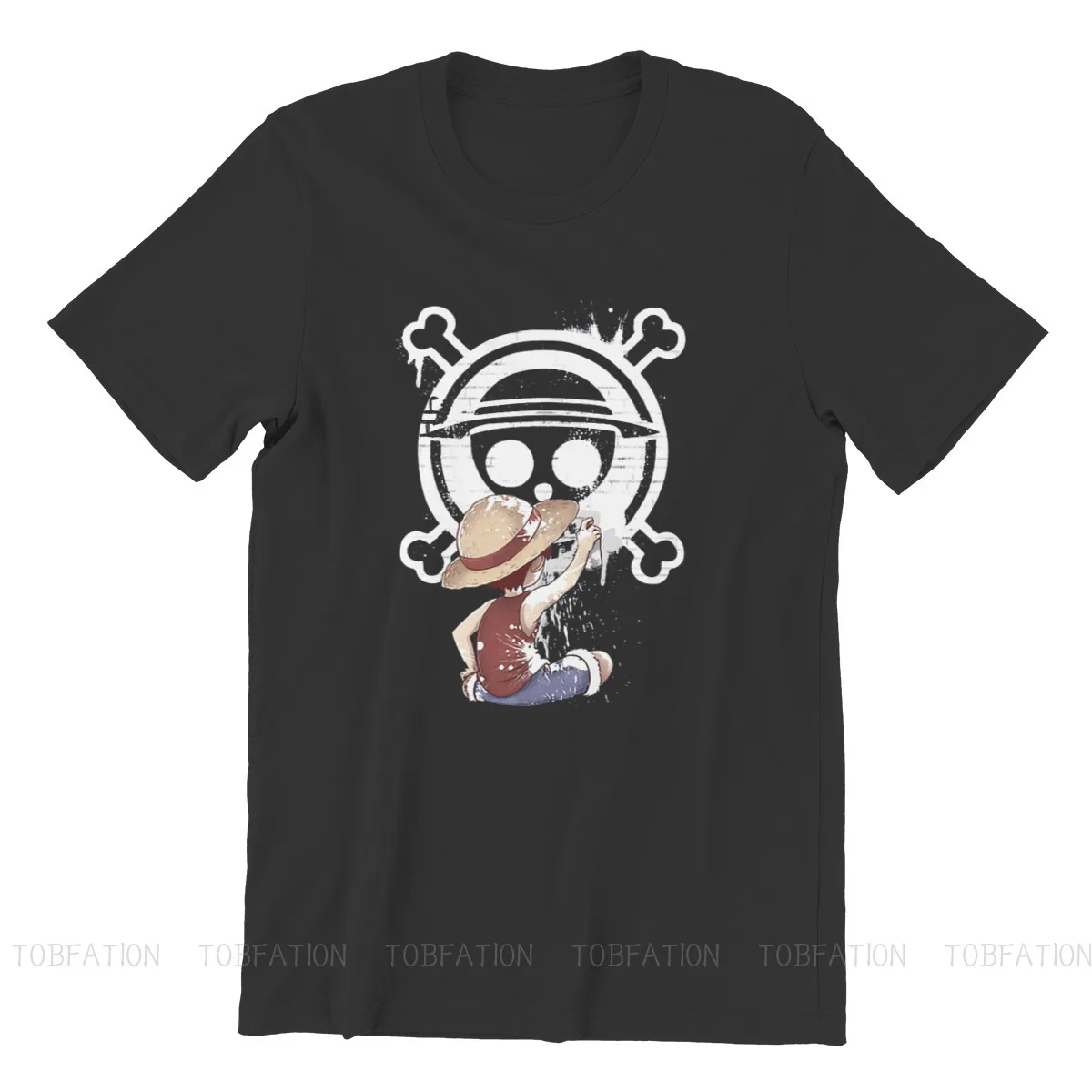 Luffy футболка с круглым воротником One Piece японское аниме Чистый хлопок