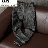 high quality 100 cowhide leather pants men motorcycle pants vintage trousers plus size 5xl spring 2022 pantalon en cuir pph4574