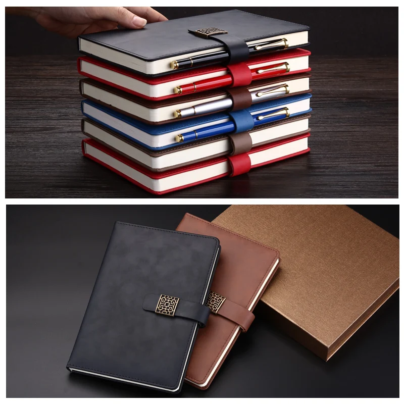 

A5 Простой Ретро Бизнес кожаная пряжка изысканный Универсальный блокнот с замком офисный ежедневный кожаный подарок