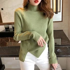 Женский трикотажный свитер на пуговицах, с высоким воротником