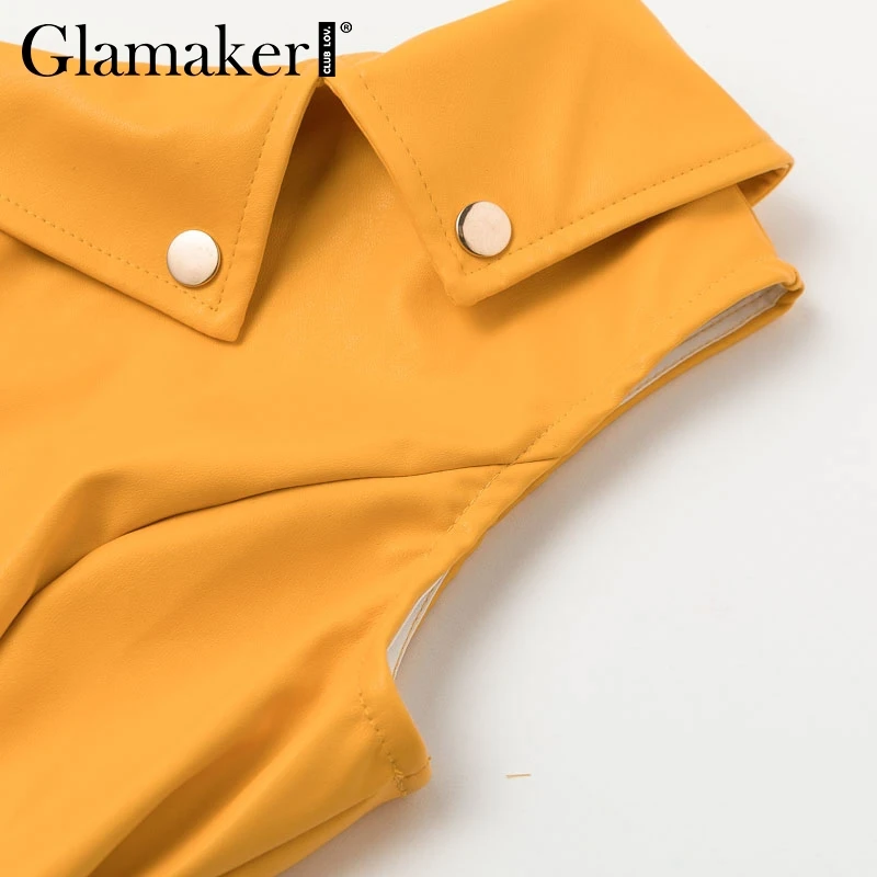 Glamaker, сексуальное короткое платье из искусственной кожи на молнии, женское платье на одно плечо с поясом, осеннее платье, элегантное женское платье для вечеринки, Клубное платье, vestido