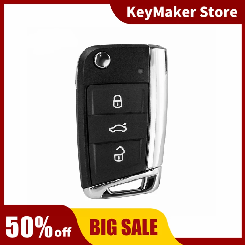 OkeyTech-funda plegable con 3 botones para llave de coche, carcasa con control remoto, para VW Golf 7, MK7, Skoda Octavia A7, Seat con hoja HU66
