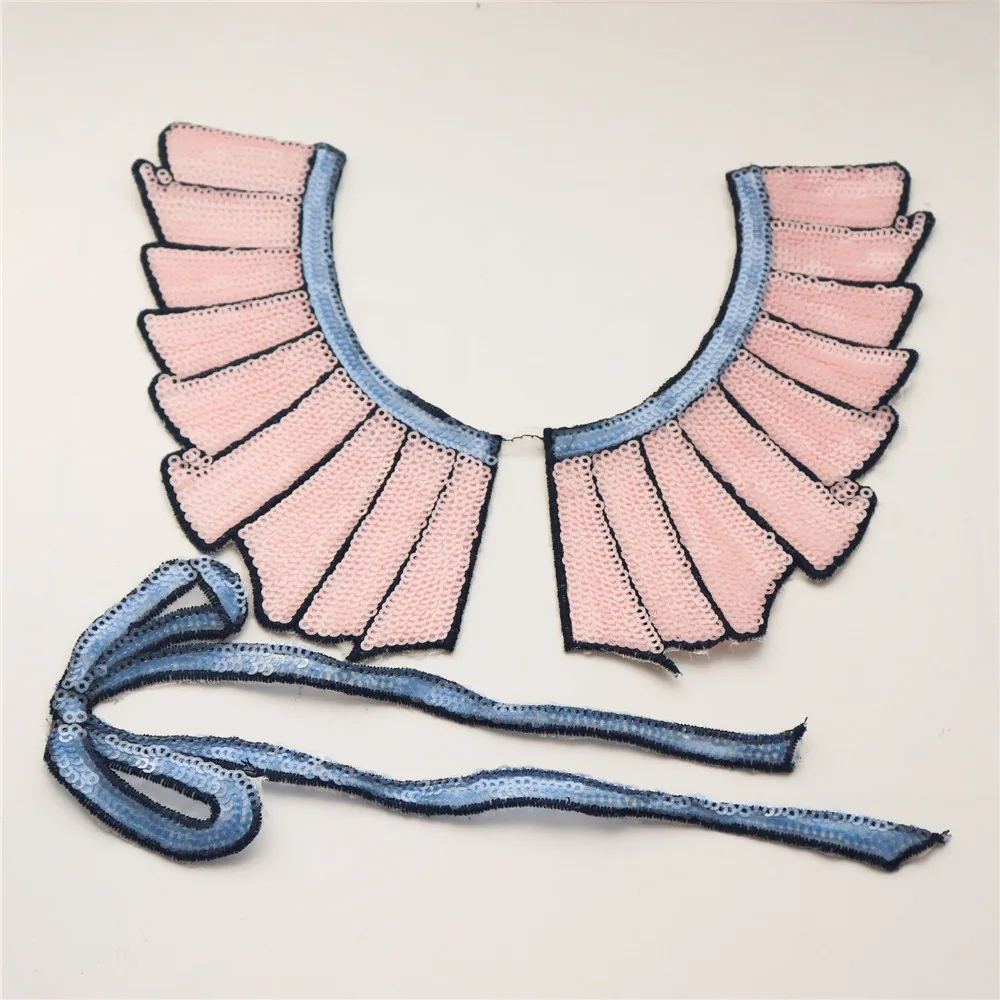 1 комплект розовые блестки вышитый воротник модная одежда юбка аксессуары сделай