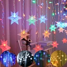 2022 Новогоднее и Рождественское украшение, светодиодная гирлянда со снежинками, с вилкой, 5 м, свисающая на 0,4-0,6 м, для украшения дома Вечерние