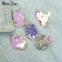 witchcraft crystal wizard cat enamel pins custom magic animals cute brooch lapel badge bag cartoon jewelry gift for kid friend