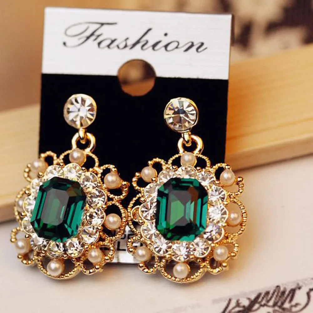 Королевские Ретро квадратные капли воды блестящие стразы жемчуг винтажные