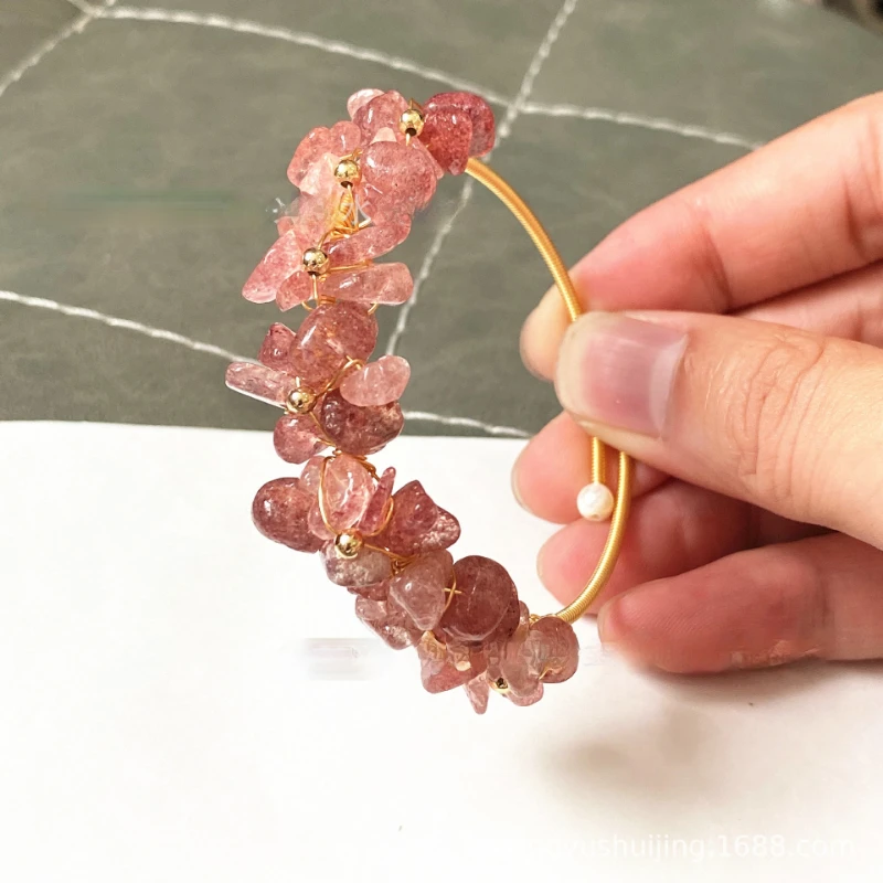 

14K золото завернутый Мода браслет натуральной клубники Кристальный гравий браслет индийские украшения браслет pulseira овечьей шкуры с амулет...