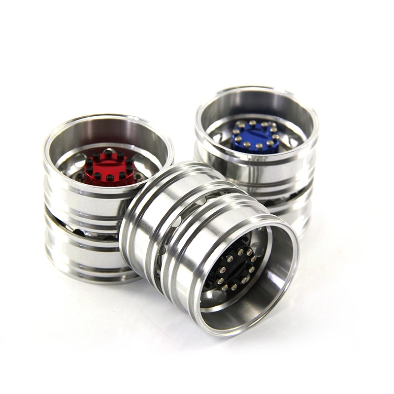Tamiya-Llanta de Aleaci&oacute;n de aluminio para rueda trasera de Metal, ruedas de medio eje para camiones teledirigidos, 1/14-1