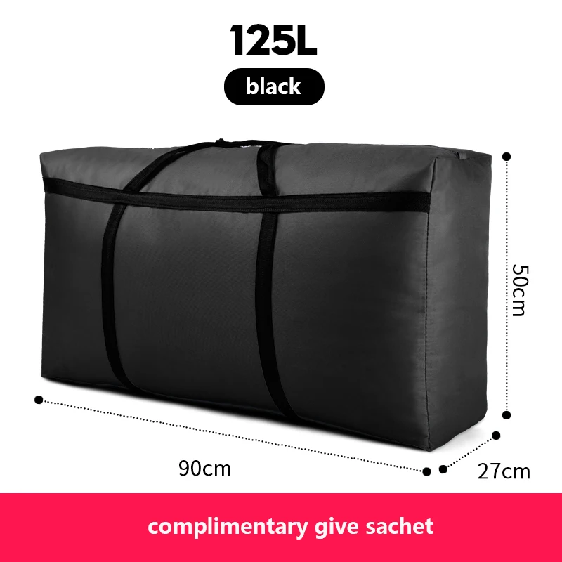 Black 125L Дорожная сумка, холщовая, переносная, для женщин, для выезда за границу, сумка для багажа, большая вместительность, 40L-180L, большая, переносная, для дома, сумка для хранения, очень большая - Цвет: Black 125L