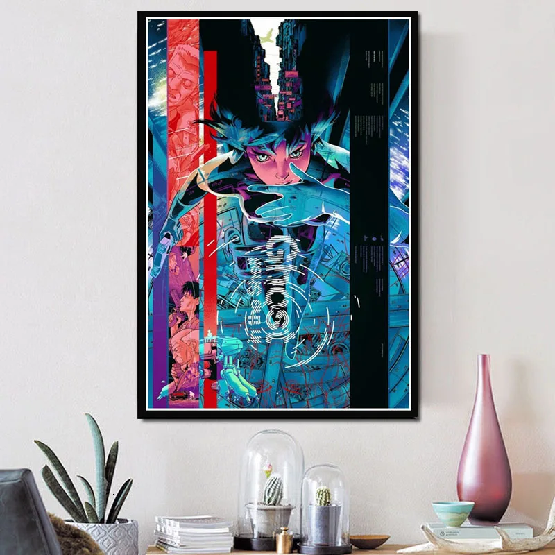 Poster And Prints Hot Ghost In The Shell Fight Police Japan Anime Art Paintings Canvas Wall Pictures For Living Room Home Decor