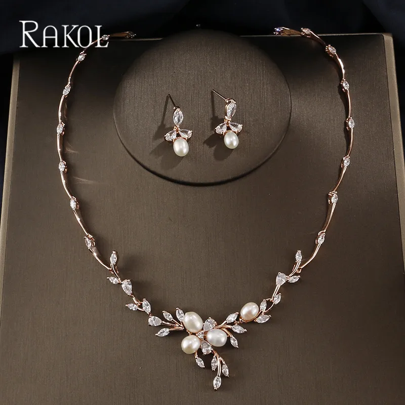 RAKOL Одежда высшего качества искусственный жемчуг цирконивый цветок из розового