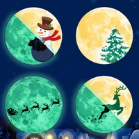 30cm round christmas luminous christmas tree snowman letter fawn moon holiday window decoration fluorescent wall sticker