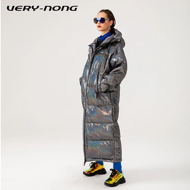 VERY-NONG, мужской/женский зимний пуховик, яркий, толстый, 90% утиный пух, с капюшоном, пуховик, теплая куртка для пожилых
