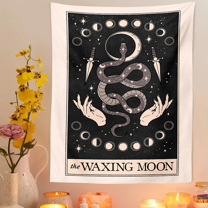 

Moon phase Tapestry Wall Hanging Tarot Card Astrology Divination Witchcraft Room Decor Bedspread Throw Cover Sun Moon Wall Decor