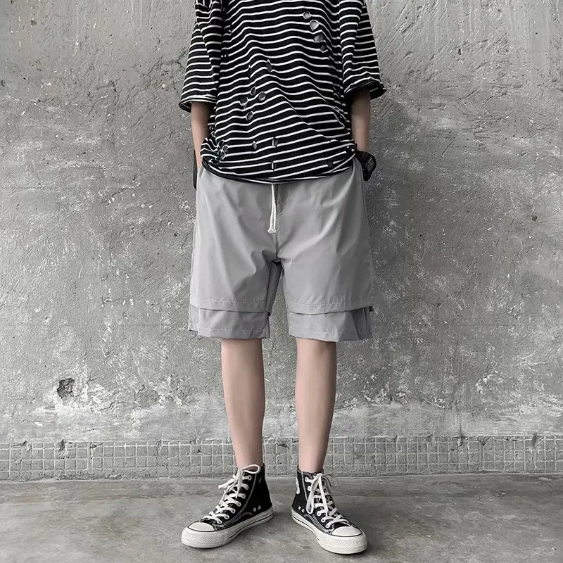 

Men Shorts Summer 2021 New Arrival Streetwear Hip Hop Running Shorts Harajuku Kpop Patchwork Jogger Fake Two Pieces Sweatshorts