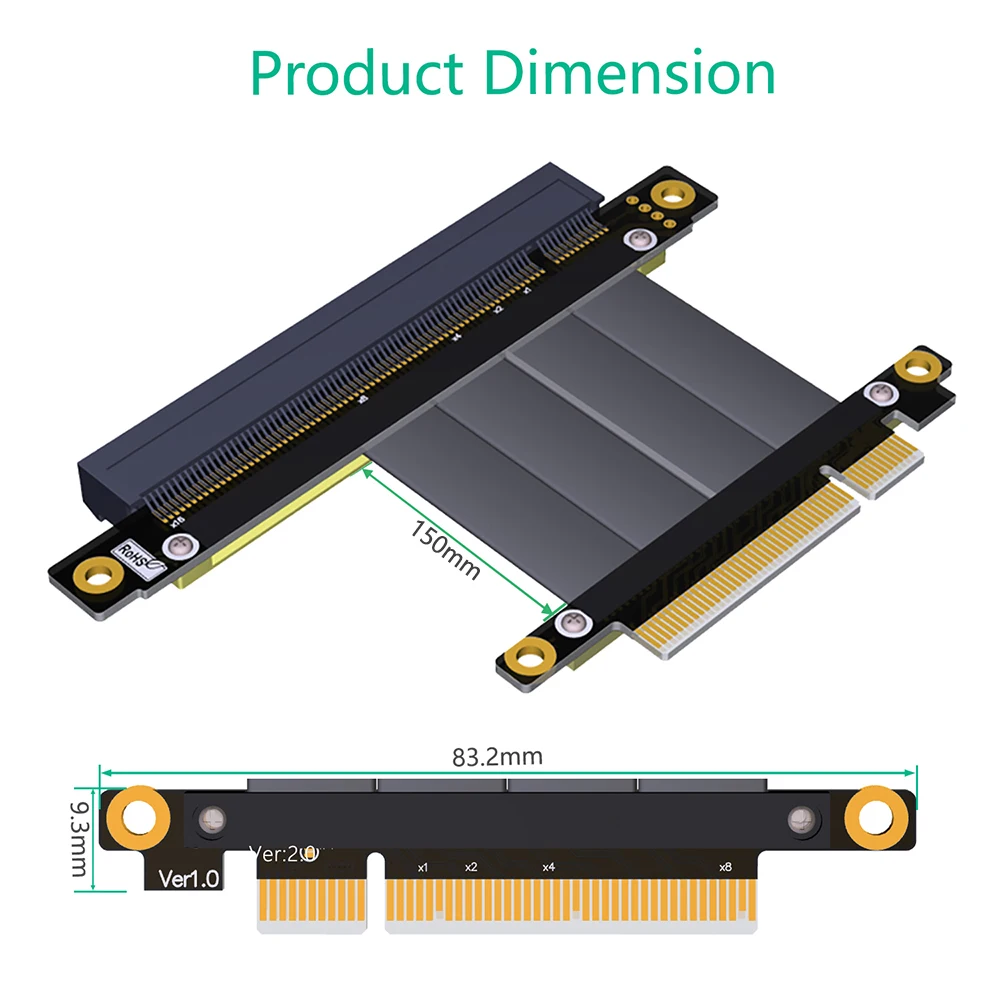 PCI Express PCIE Riser Card удлинитель E 8X до 16X слот PCI-E Adapter PCIe X8 позолоченный для майнинга BTC -
