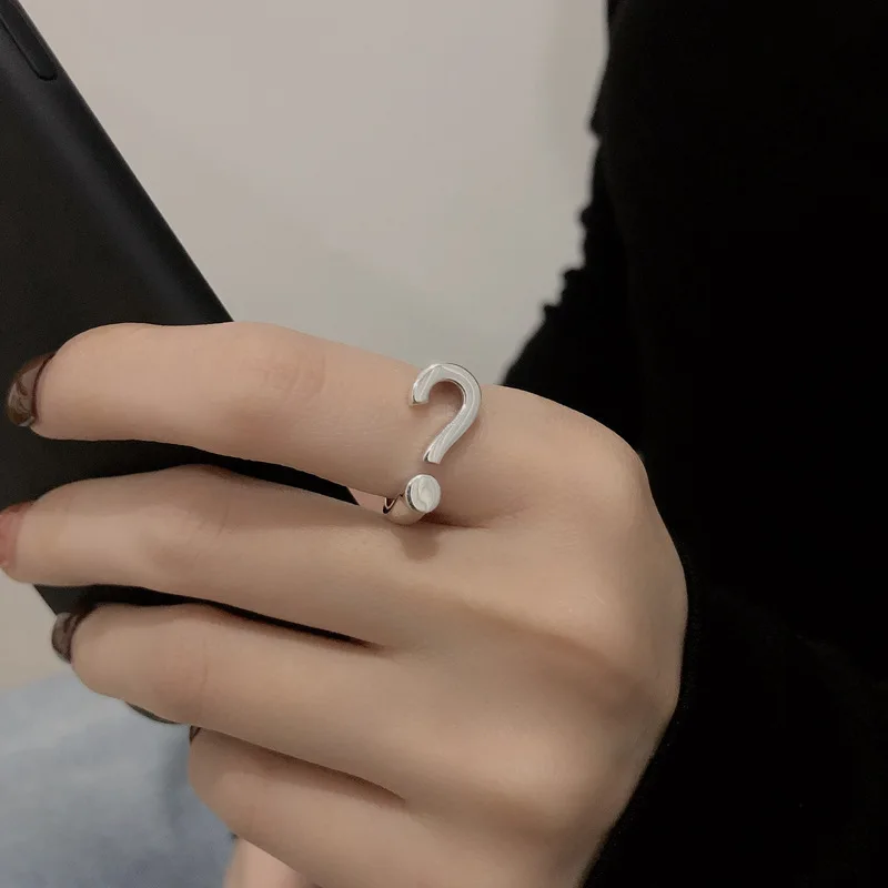 

Unusual Funny Opening Question Mark Ring for Girls Women Unique Cool Hip Hop Personality Fashion Jewelry 2021 Creative Ring