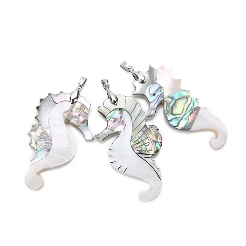 

Mother of Pearl Shell Pendant White Natural Seahorse Abalone Shell Charm for DIY Pendant Jewelry Making Findings Supplier