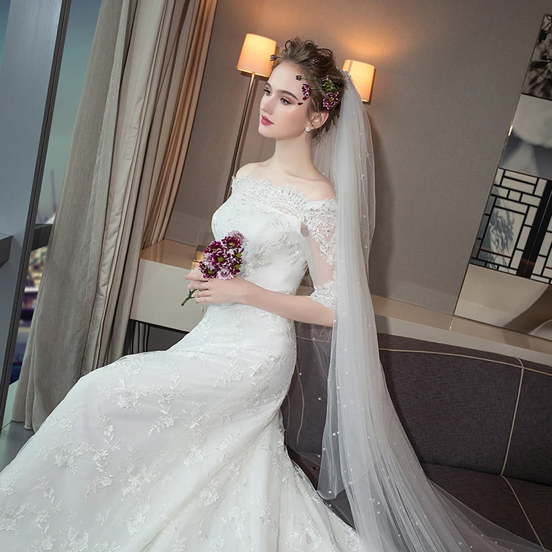 JKM056 Robe De Mariage 2020 бальное платье с высоким воротом и шнуровкой сзади длиной до пола