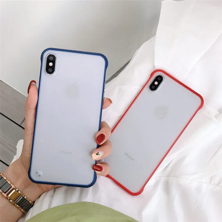 Бескаркасный Прозрачный матовый Жесткий Чехол для iPhone X XS MAX 8 7 Plus защитное кольцо