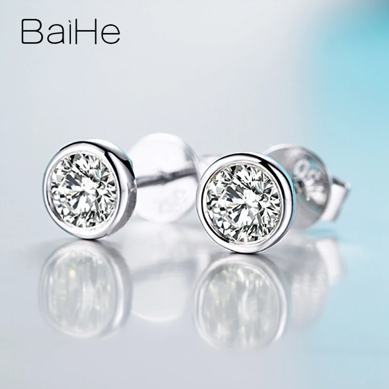 BAIHE, 18 К, белое золото, 0.20CT SI/H, натуральные бриллианты, хорошее ювелирное изделие, свадебный подарок, обручение, модные женские серьги-гвоздики