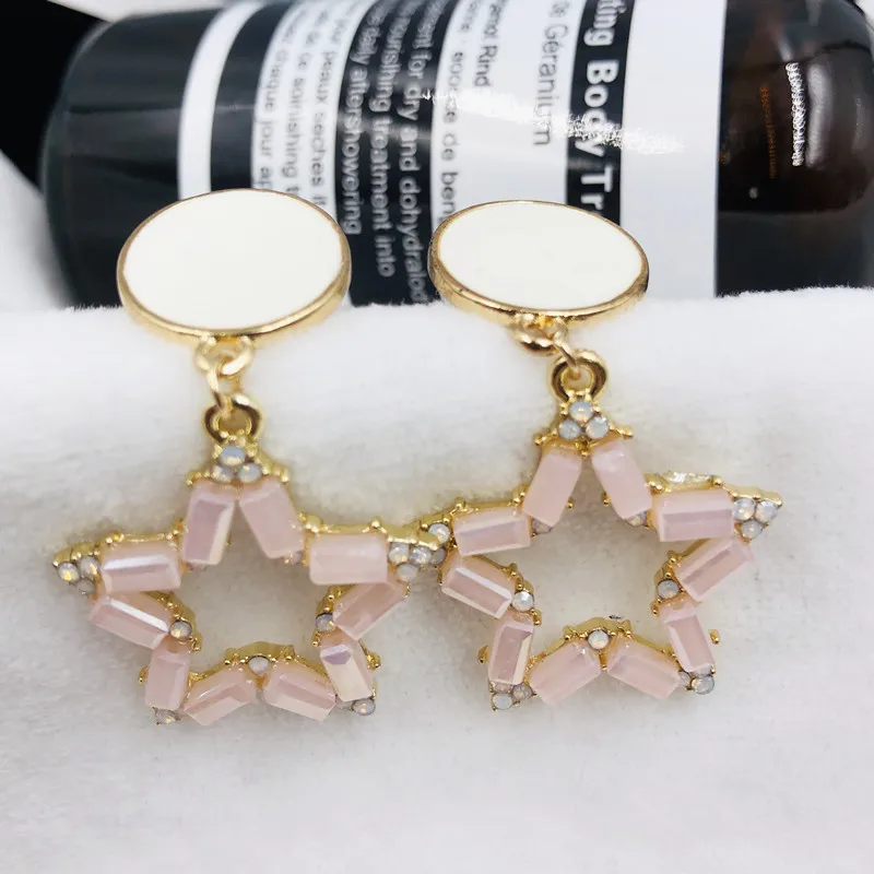 Стильные корейские серьги с тонким пентаклем хрустальные подвеской 2019 женские