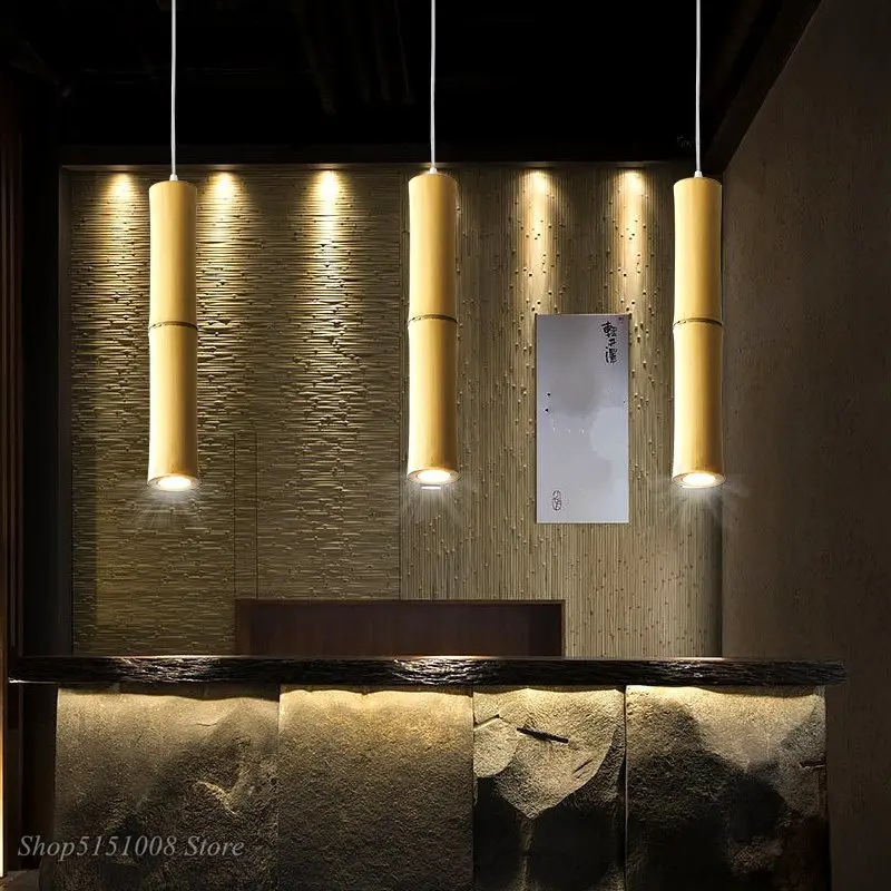 

modern LED Wooden Pendant Lamps New Chinese bamboo Pendant Lights Nordic Restaurant Kitchen Hanging Lamps home decor Luminaria