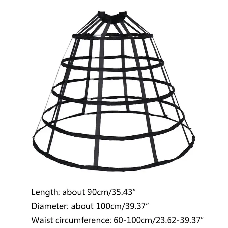 

Free shipping Women 5-Hoop Hollow Caged Petticoat Victorian Wedding Bridal Dress Skirt Support