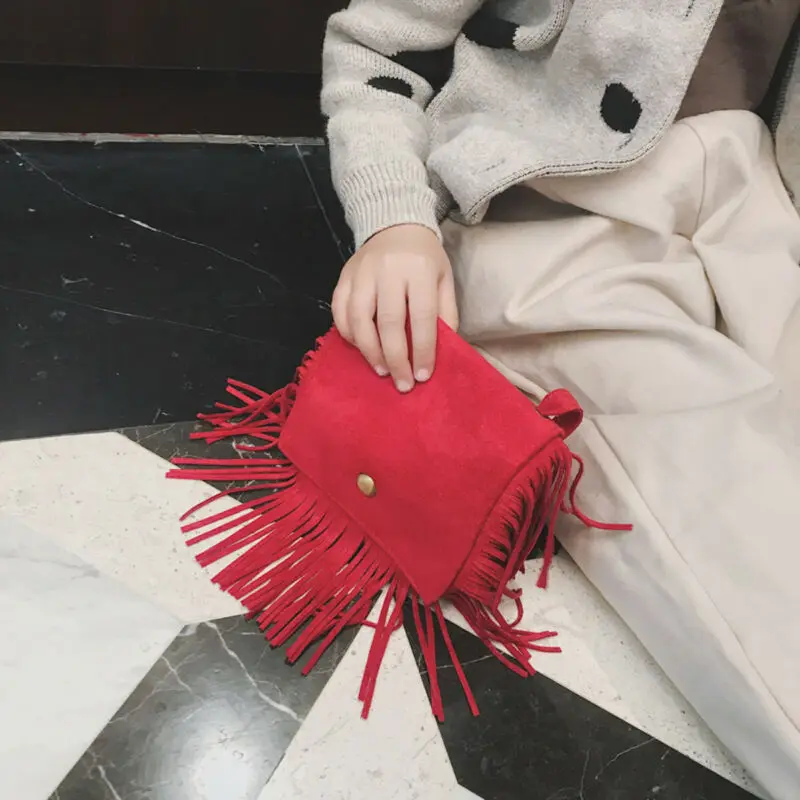 Детские корейские модные мини сумки мессенджеры с кисточками для маленьких