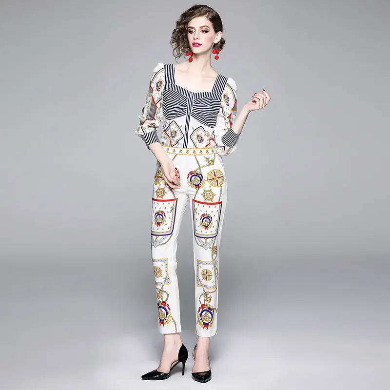 Новое поступление Модный повседневный костюм с брюками комплект из двух