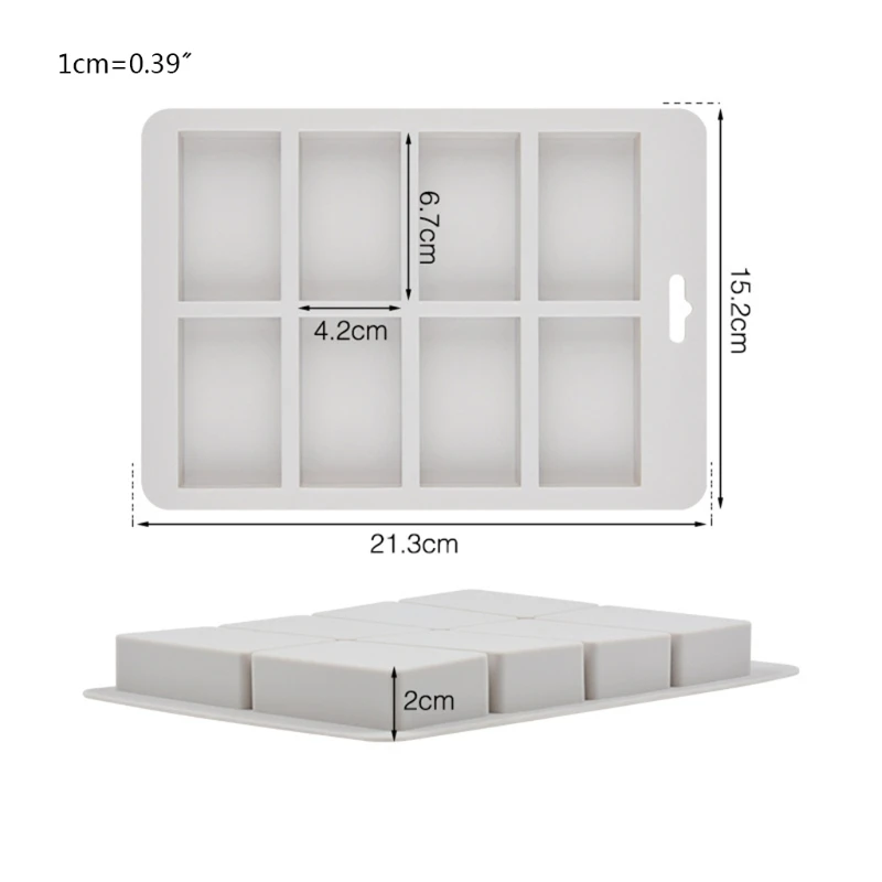 

8 Cavity Silicone Mold Rectangle DIY Soap Baking Cake Chocolate Pan Ice Cube Tray Resin Mould Homemade Craft