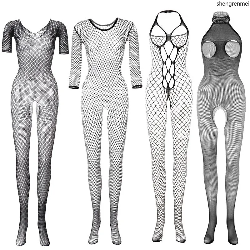 

2020 New Sexy Sleepwear Open Crotch Bodysuit Teddy Porno Body Stockings Sex Erotic Mesh Nighties Lingerie for Women Underwear