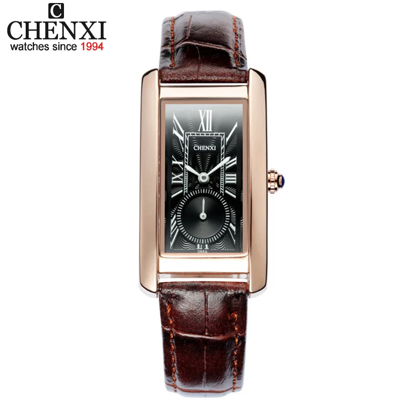 

CHENXI Women Classic Square Dial Clocks Quartz-Watch Leather strap Ladies and Wife Roman Numerals Calibration Girl Wristwatches