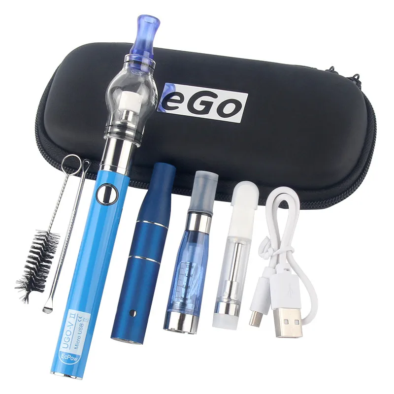 

Electronic Cigarette Vaporizer 4 in 1 Evod 1100mAh UGO V2 Battery Dry Herb Wax Liquid Cbd Oil 4in1 Vape Starter Kit