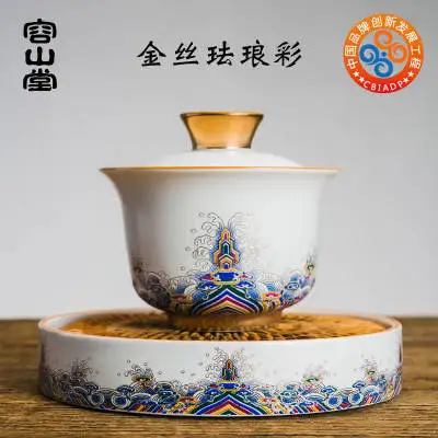 Фарфоровая эмалевая роспись tureen большая трехчашечная тарелка для приготовления