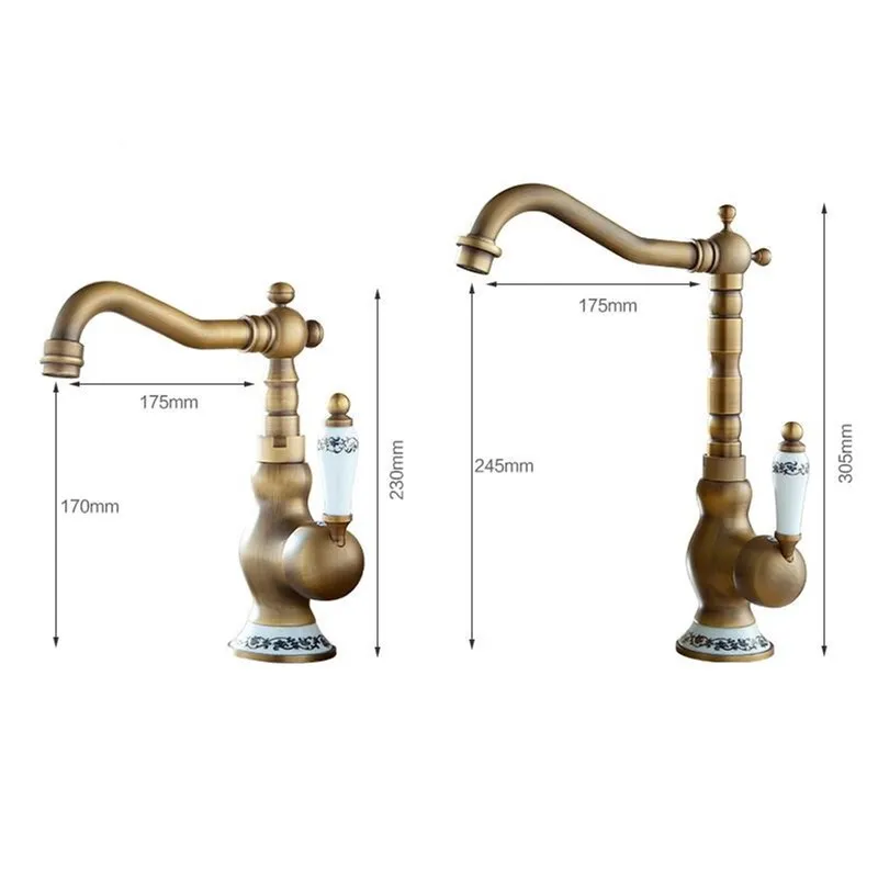 Аксессуары для обустройства дома античный латунный кухонный кран поворотный на