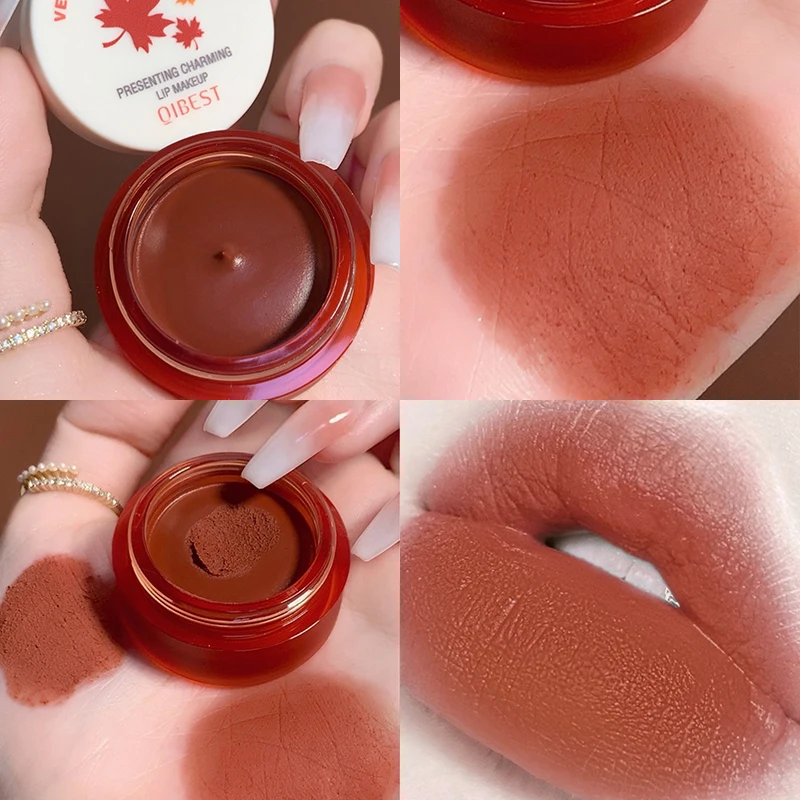 

QIBEST 6 Colors Velvet Matte Lipstick Lips Mud Waterproof Lip Glaze Soft Waxy Lip Gloss Pigment Makeup With Brush Cosmetics