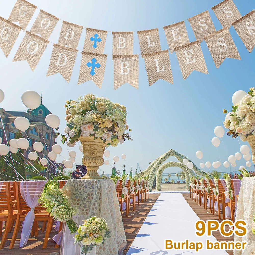 BOD BLESS буквы мешковины раздвоенный хвост баннеры гирлянды флаги для детского душа