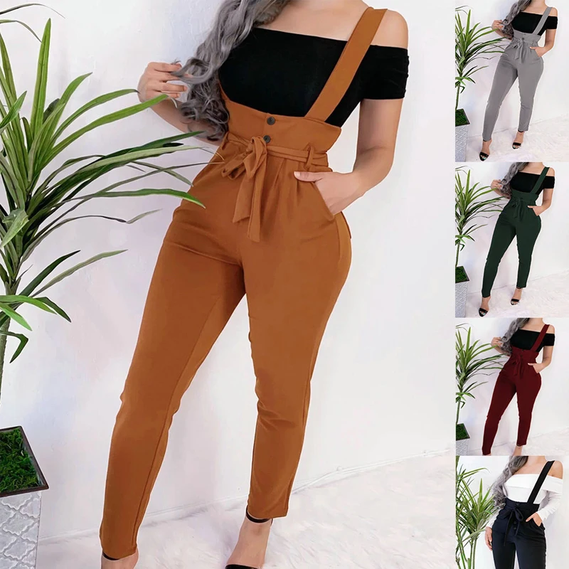 

Fashion Bodycon Black Long Lace Pants 2020 Autumn Winter Casual Solid Overalls Ladies Pants Sexy Empire Women's Bib Pants