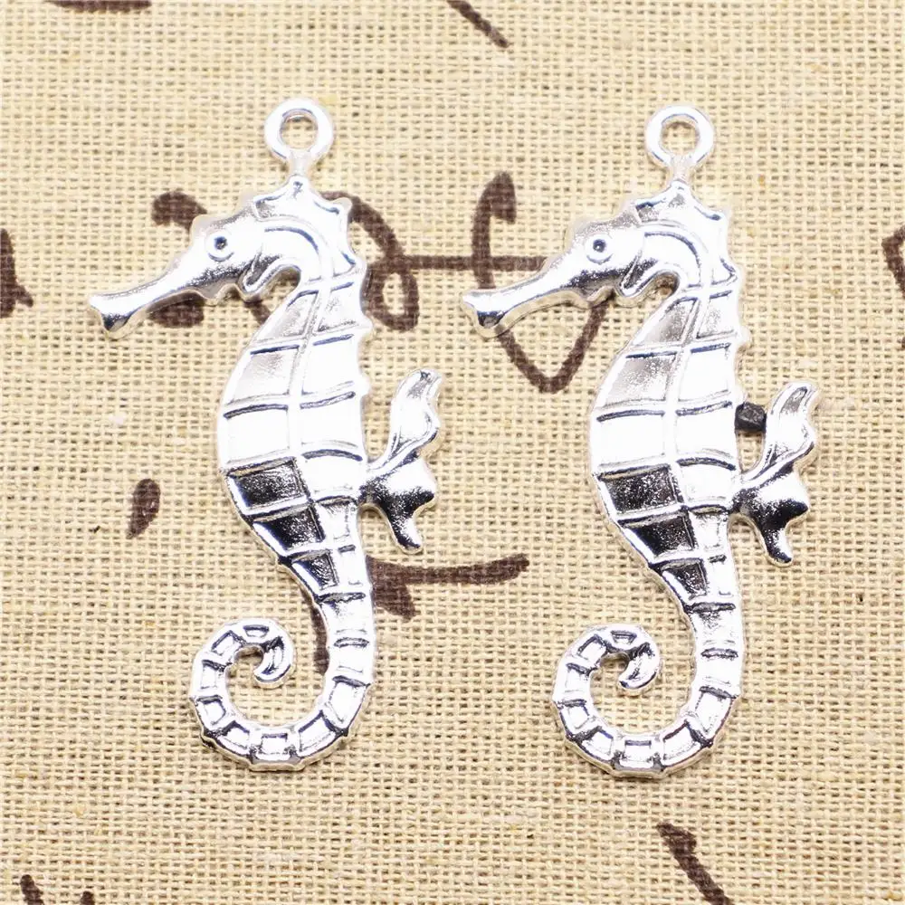 

Jewelry Making Charms 2pcs 59x31mm Antique Silver Color Sea Horse Charms