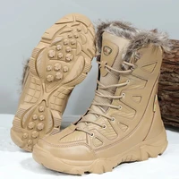 winter mens boots large size plush warm snow boots outdoor fashionable combat boots army boots classic black platform men shoes