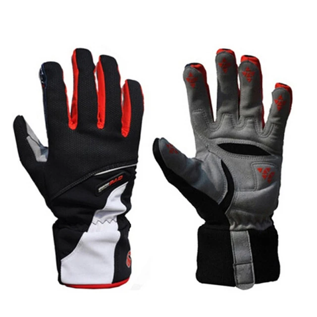 Зимние перчатки для велоспорта, термальные перчатки для мотокросса, Guantes Ciclismo Luva Para Moto, полный палец, перчатки для катания на лыжах, горного велосипеда, велосипедные перчатки - Цвет: Red