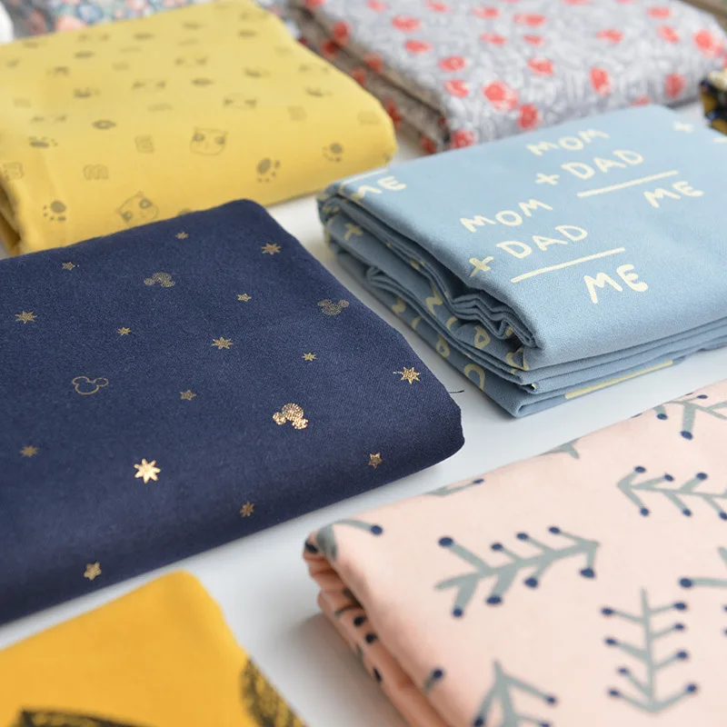 Детская фланелевая ткань из чистого хлопка и бархата с мультяшным цветочным