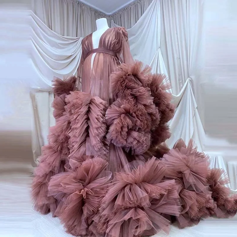 

Exaggerated Puffy Tulle Pregnancy Dress for Photo Shoot Extra Fluffy Ball Gown Maternity Dresses Women Robes for Photography