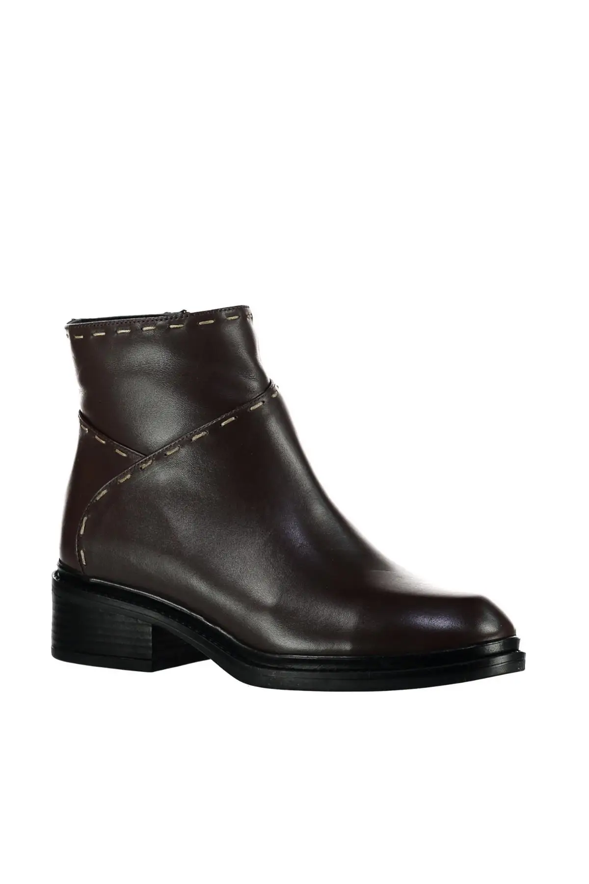 Женские Темно коричневые ботинки из натуральной кожи с жемчугом коллекция