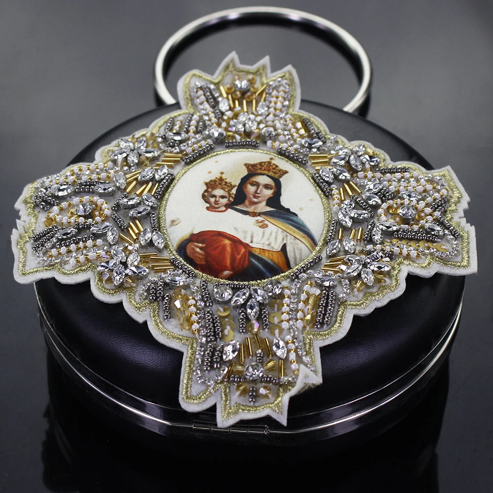 Вышивка ручной работы Королева Мэри стразы бусины ткань одежда сумка украшение