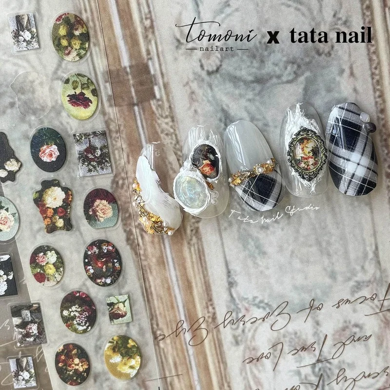 

New Japanese 2021 5D Embossed Engraved Nail Sticker Decals Bohemia Retro Girls Self Adhesive Manicure Nail Art Design Decor