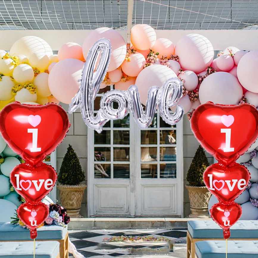 Фольгированный Гелиевый шар I LOVE U в форме сердца украшение для свадьбы