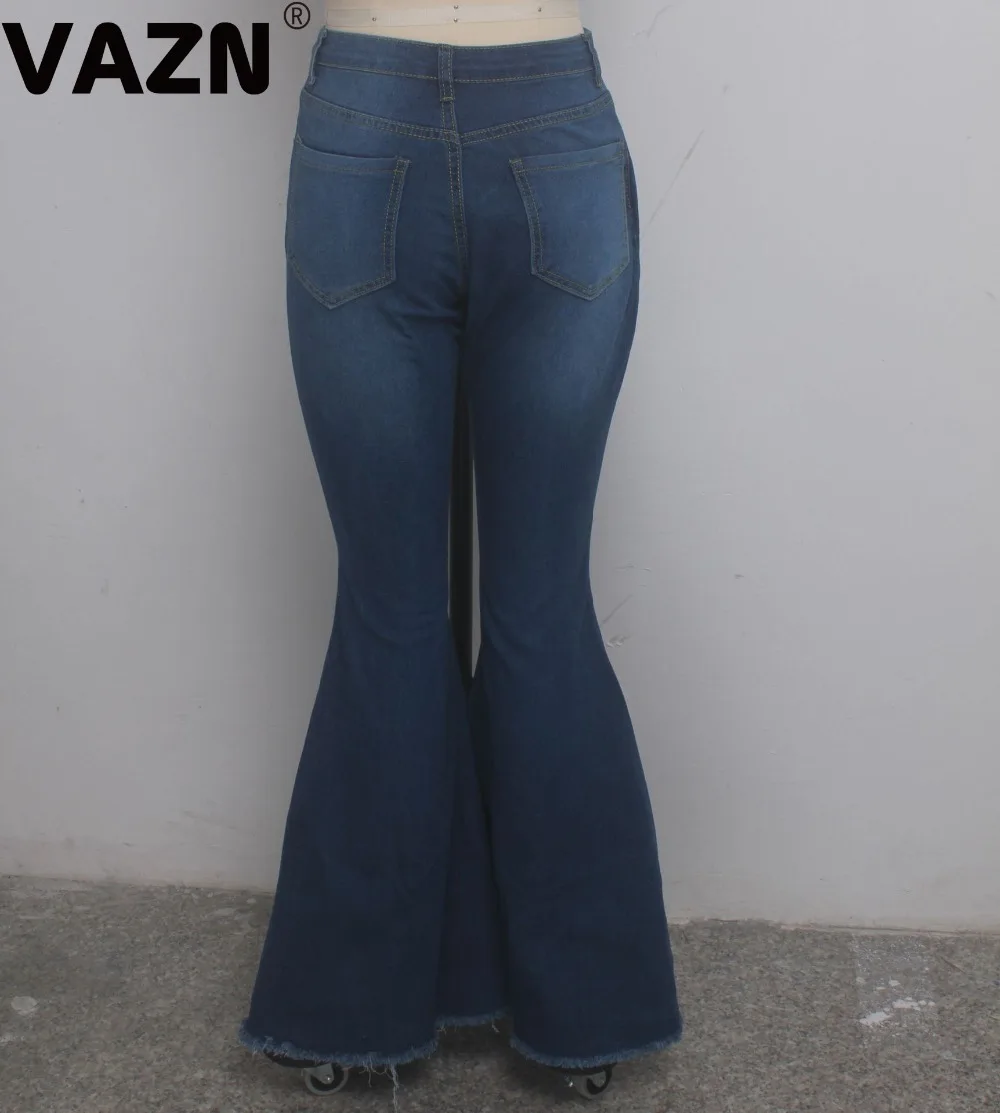VAZN GHSF12074 новые осенние обычные джинсы элегантные, пикантные, модные, однотонные, с высокой талией, женские длинные, джинсовые, тонкие ботинки, джинсы с вырезами