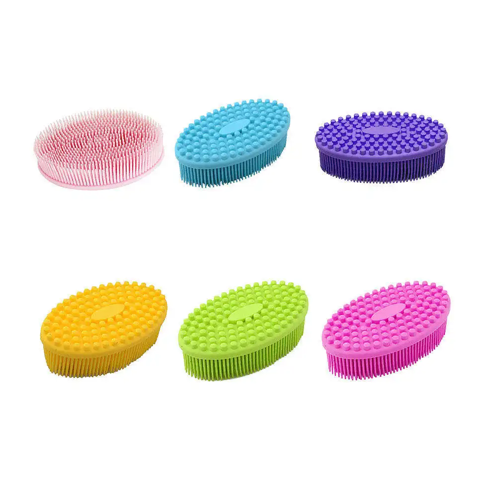 

Cute Soft Silicone Body Brush Wash Bath Shower Exfoliating Skin Fit For Baby Bath Shampoo Facial Massage Brush Supplies